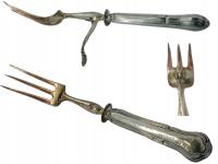 Серебряная вилка для мяса в стиле модерн с ножкой