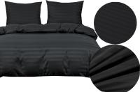 Pościel adamaszek hotelowa satynowe pasy 160x200 czarny