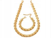 Złoty komplet biżuterii na ślub złocony z podłużnymi ogniwami na prezent