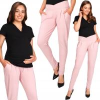 ELEGANCKIE SPODNIE DAMSKIE RURKI CIĄŻOWE CYGARETKI RÓŻOWE BAWEŁNIANE S