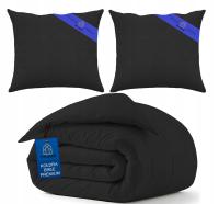 KOMPLET KOŁDRA 160x200 ANTYALERGICZNA CAŁOROCZNA CZARNA + 2 PODUSZKI 70x80