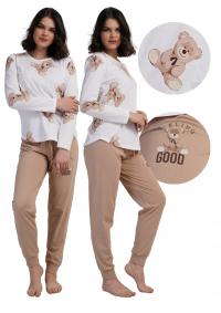 Piżama Damska bawełniana długie spodnie wygodna Vienetta miła w Misie