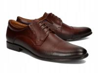 Buty Męskie Półbuty Wizytowe Eleganckie Skóra Naturalna 286 Ciemny Brąz