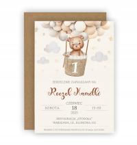 Приглашения на один год C6 конверты персонализация boho Teddy Bear