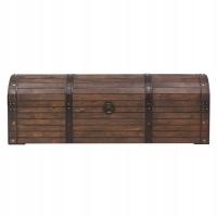 Skrzynia drewniana vintage 120x30x40 cm czarna z paskami i metalem