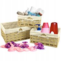 KOMPLET 3 KOSZY WIKLINOWYCH 3 ROZMIARY NA KOSMETYKI DO SEGREGACJI MOCNE