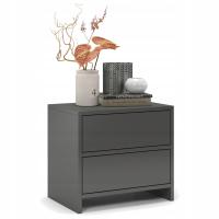 Современная прикроватная тумбочка с двумя ящиками на графитовом комоде