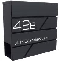 ПОЧТОВЫЙ ЯЩИК С АДРЕСОМ, НОМЕРОМ ДОМА, НАДПИСЬЮ, УФ-ПЕЧАТЬЮ, АНТРАЦИТОМ