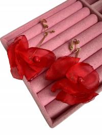 Klipsy do uszu długie materiałowe - czerwony c91