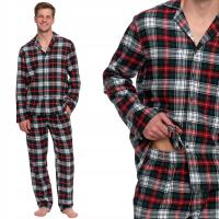 Piżama męska bawełniana komplet wygodna z długim rękawem flanelowa Moraj