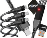 Zestaw kabli USB - USB typ C / microUSB / Lightning Webski + Zapach samochodowy WEBSKI Zawieszka do auta