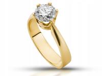 Złoty pierścionek zaręczynowy 585 z Moissanitem 1,20ct certyfikat