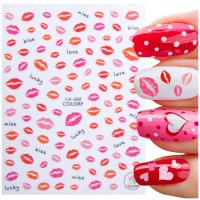 Наклейки для ногтей самоклеющиеся 3D CA-568 поцелуи губы на День святого Валентина