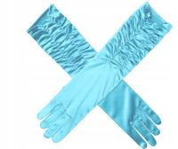 RĘKAWICZKI DAMSKIE NIEBIESKIE DŁUGIE ŚLUBNE 422