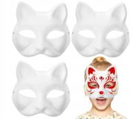 10 sztuk biała papierowa maska kota kot do samodzielnego malowania