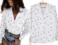 WŁOSKA KOSZULA ELEGANCKA KOSZULA BLUZKA GUZIKI SERDUSZKA OVERSIZE 162