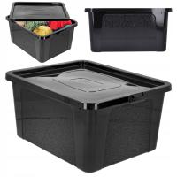Пластиковый контейнер органайзер коробка коробка 20л черный большой для игрушек