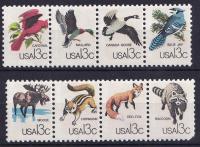 USA** Mi 1343-50 paski, Zwierzęta