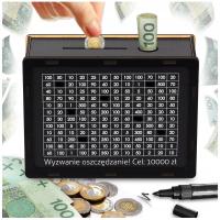 Skarbonka Wykreślana Wykreślanka Wyzwanie Prezent Upominek Cel 10000 zł