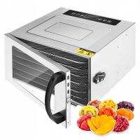 Suszarka do Żywności z 6 Stalowymi Tackami, 400W Suszarka do Mięsa i Jerky