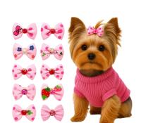 Spinka kokardka dla psa 10 x różowe dla yorka shih tzu gumki latex York