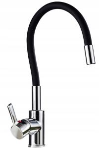 ЧЕРНЫЙ СМЕСИТЕЛЬ ДЛЯ КУХНИ ГИБКИЙ НОСИК ГИБКИЙ ВЫСОКИЙ ПОВОРОТНЫЙ ГИБКИЙ