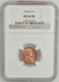 1.vv.USA, 1 CENT 1944 D NGC MS66 RD