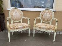 Два симпатичных кресла-Людовик XVI-классицизм - Стэн БДБ-гобелен-пара -