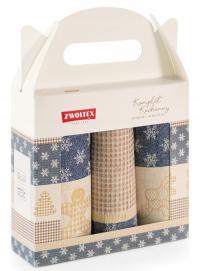 ZWOLTEX Komplet ściereczek kuchennych ciastek beż/granat 3 szt.
