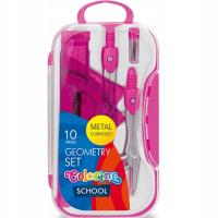 Геометрический набор из 10 предметов Colorino циркуль розовый [39699ptr]