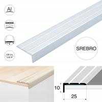 Profil listwa schodowa przyklejana kątownik Effector A31 120cm 25x10 srebro