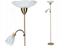 Lampa podłogowa Krislamp Sonata E27 ATYCZNE ZŁOTO STARE z kryształkami