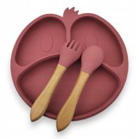 Детская силиконовая тарелка с присоской набор ложка вилка BLW