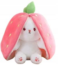 Талисман кролик клубника большие уши плюшевые игрушки сюрприз 2в1 25 см