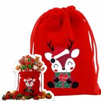 Worek Welurowy na Prezenty RENIFER 20x15 cm | Milutki, Solidny