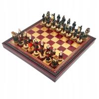 WŁOSKI ZESTAW FIGURKI SAMURAI Z ŻYWICY + SZACHOWNICA ZŁOTO/BURGUNDY 35