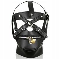 MASKA BDSM fetysz ZAMEK Kłódka SKÓRZANA
