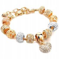 Модульный браслет charms-цвет злотый-сердце золото