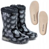 WOJTYŁKO 4221 РЕЗИНОВЫЕ САПОГИ РЕЗИНОВЫЕ САПОГИ ДЛЯ ДЕВОЧЕК ВОРОТНИК С РЕЗИНКОЙ ЧЕРНЫЕ СЕРДЦА