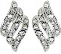 Srebrne kolczyki sztyfty srebrzone białe cyrkonie muszelki sztyft prezent