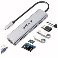 Hub USB ByEasy Adapter Hub USB-C 7w1 HDMI 4K USB-A SD TF PD 7 portów