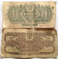 Polska 1-5 zł 1944 zestaw banknotów st ok 5-