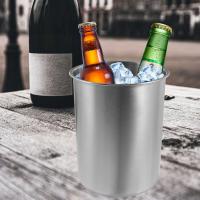 NIEWIELKI STALOWY KUBEŁEK NA LÓD DO DOMU I BARU W KOLORZE SREBRNYM