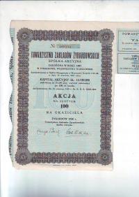 Тов. Жирардовских заводов, акции 100 зл. 1930