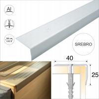Kątownik narożnik listwa schodowa srebrna 40x25 profil 120 cm Salag