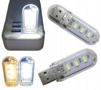LAMPKA NOCNA SAMOCHODOWA LED USB 5V 3 LED BARWA BIAŁA ZIMNA