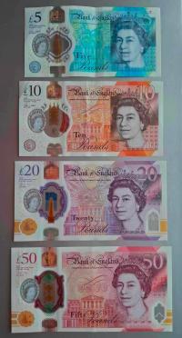* ZESTAW ANGLIA 5, 10, 20 i 50 funtów Polimer * Seria AA* z obiegu *