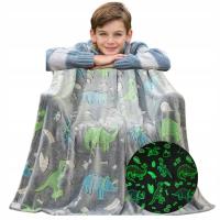 Koc świecący w ciemności miękki miły pled dla dzieci kocyk dinozaury 155cm