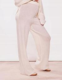 KLASYCZNE KREMOWE SPODNIE DZIANINOWE GUMKA W PASIE PRETTYLITTLETHING S