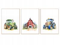 Zestaw 3 plakaty dla dzieci traktor farma A3 30x40